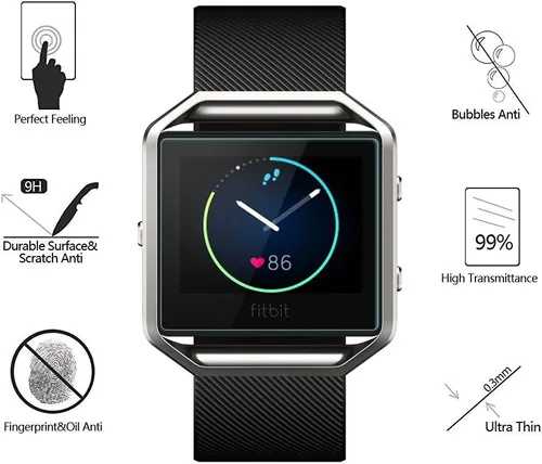 Miniatura 2 de Paquete de 4 protectores de pantalla de vidrio templado para Fitbit Blaze Smart Watch [0.012 in 2.5D alta definición 9H] película protectora