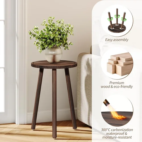Miniatura 4 de Uneedem Soporte para plantas de interior, paquete de 3 soportes de madera más altos para macetas de 6 a 12 pulgadas, taburete moderno de mediados