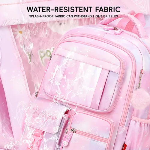 Miniatura 8 de Tanou Mochila con lonchera para niñas, Rosado, Juego de mochila escolar para niña