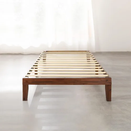 Miniatura 3 de Mellow Naturalista Classic - Cama de plataforma de madera maciza de 12 pulgadas, listones de madera, no necesita somier, fácil montaje