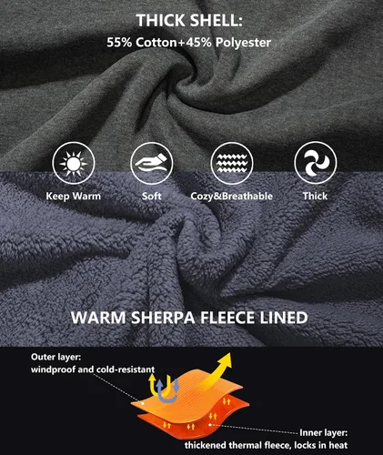 Miniatura 25 de GEEK LIGHTING Sudadera con capucha y cremallera para hombre, forro polar, chaqueta gruesa con capucha para invierno, cálida sudadera atlética