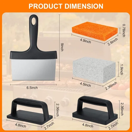 Miniatura 4 de Kit de limpieza de parrilla compatible con Blackstone - Kit de limpieza de parrilla con ladrillo de parrilla, raspador de plancha y cepillo