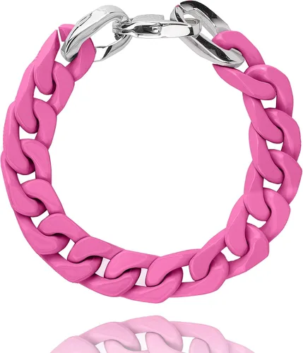 VINTAGE HAVANA Pulsera gruesa de eslabones cubanos esmaltados para mujer, pulseras gruesas y coloridas