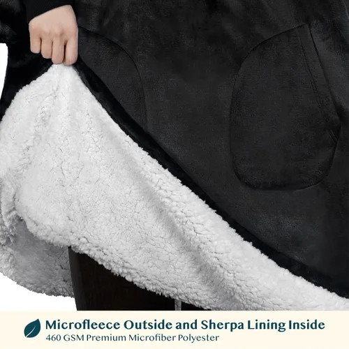 Miniatura 3 de PAVILIA Manta de vestir para niños y niñas, cálida y acogedora sudadera con capucha gigante con dos bolsillos, forro polar Sherpa con capucha