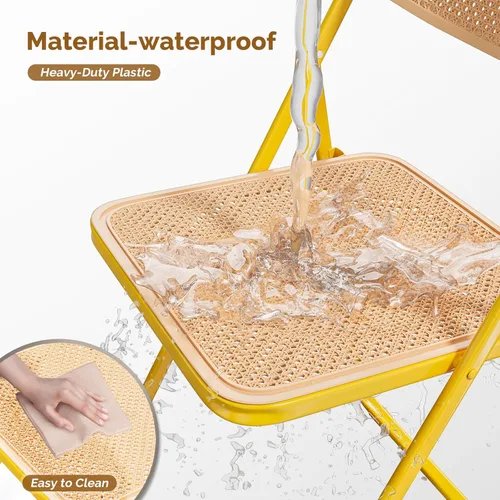 Miniatura 4 de VINGLI Silla plegable moderna con marco de hierro con panel de textura tejida, diseño que ahorra espacio para fiestas, bodas, eventos, oficina