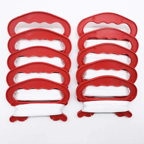 Miniatura 2 de Paquete de 10 mini bobinadoras de carrete de cometas pequeñas, tablero de agarre rojo con cuerda de 98.4 ft para principiantes Fly Tiny Kites