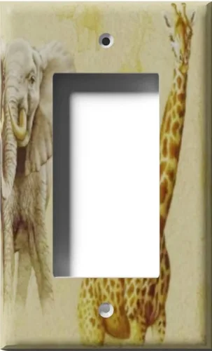 Miniatura 4 de Placa decorativa de salida - Jirafa y elefante en faros - Receptáculo doble dúplex