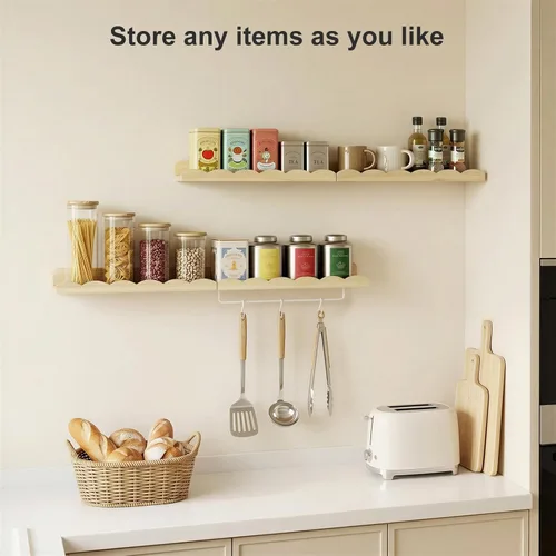 Miniatura 2 de Fixwal Estantes flotantes de 16.5 pulgadas para libros de guardería, juego de 4 estantes de pared festoneados con toallero para niños, habitación