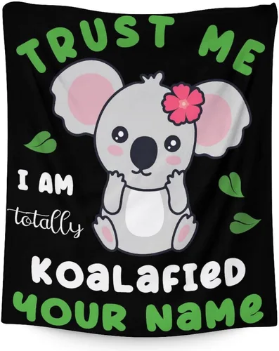 Miniatura 14 de Manta Koala para los amantes del koala, tamaño de cuna de 40 x 50 pulgadas, manta suave y acogedora para regalo, manta negra de dibujos animados