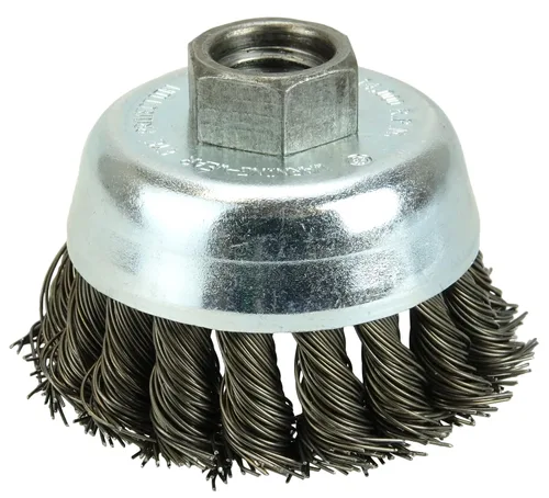 Miniatura 17 de Weiler 13286 Cepillo de alambre de alambre de una hilera de 2-3/4 pulgadas, relleno de acero de 0.020 pulgadas, tuerca UNC de 5/8"-11, fabricado