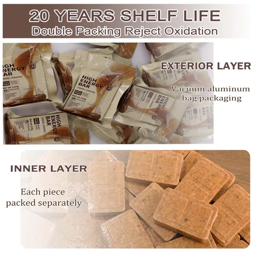 Miniatura 3 de Barras de alimentos de emergencia - Hardtack de caramelo y canela, MRE Meals Military 2025, larga vida útil, barras de ración de comidas