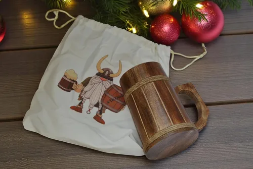 Miniatura 2 de Frescorr - Wooden Beer Mugs, 100% Authentic and HANDWADE, Top Grade Natural Handmade Retro Brown Wood mug with Handle for Drinking Tea Coffee Wine