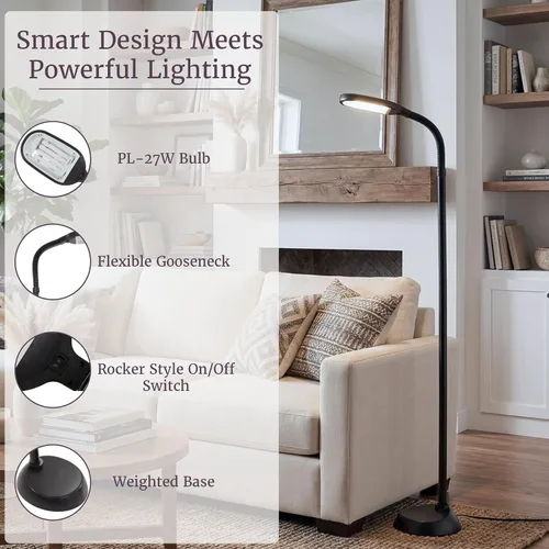 Miniatura 3 de Lavish Home - Lámpara de pie con luz solar y cuello de cisne ajustable