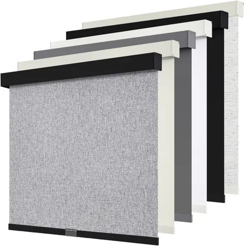 Miniatura 11 de SUNOFF Persianas Enrollables Opacas Inalámbricas para Ventanas de Parada Libre, Bajar Oscurecimiento de Habitación con Cenefa, Persianas de Tela