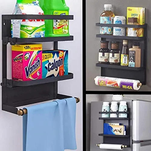 Miniatura 8 de Estante magnético para especias para refrigerador, soporte magnético para toallas de papel para refrigerador, estante magnético, organizador