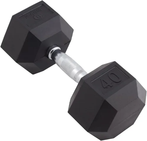 Miniatura 10 de Body Sport Mancuerna hexagonal con revestimiento de goma, individual – Mancuernas para ejercicios – Equipo de entrenamiento de fuerza – Accesorios