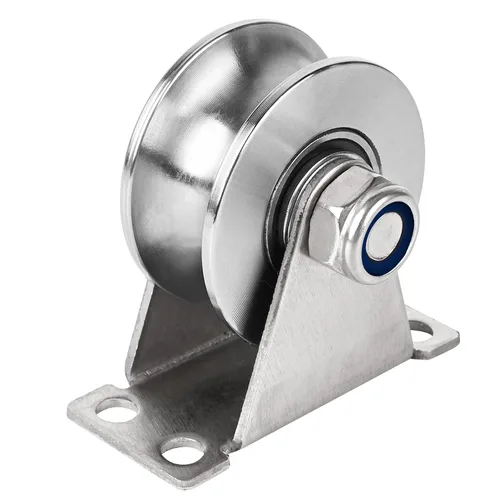 Rueda de polea con ranura para cuerda montada en la pared, 1 paquete de acero inoxidable, sistema de ruedas de cable súper silencioso, bloques tipo