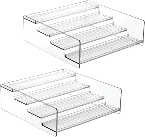 Miniatura 3 de mDesign Estante organizador de almacenamiento de plástico para baño, gabinete, tocador, encimera, contiene vitaminas, suplementos, botellas