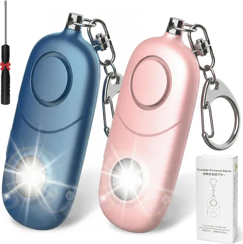 Miniatura 11 de Alarma personal para mujeres, llavero de alarma: Qoosea 135dB llavero de emergencia sirena con luz estroboscópica sirena fuerte para mujeres, niños