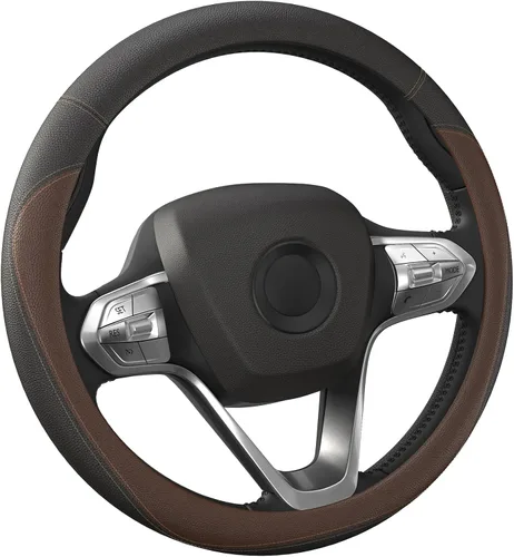 Miniatura 8 de HOTOR Funda para volante de automóvil, accesorio universal para diversos automóviles, funda de cuero con forro antideslizante, para volante con un