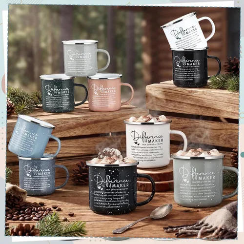 Miniatura 4 de Norme 10 tazas inspiradoras a granel para hacer diferencias, regalos de agradecimiento a los empleados, tazas de café esmaltadas de 12 onzas
