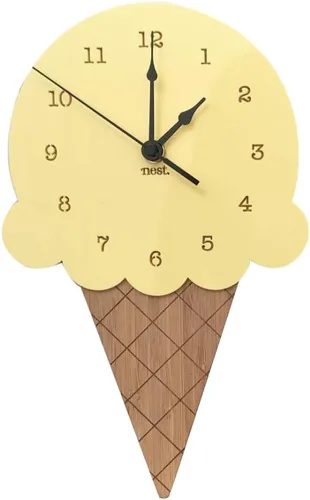 Miniatura 7 de AkoMatial Reloj de pared silencioso con forma de helado de madera, sala de estar, oficina, decoración de dormitorio para niños