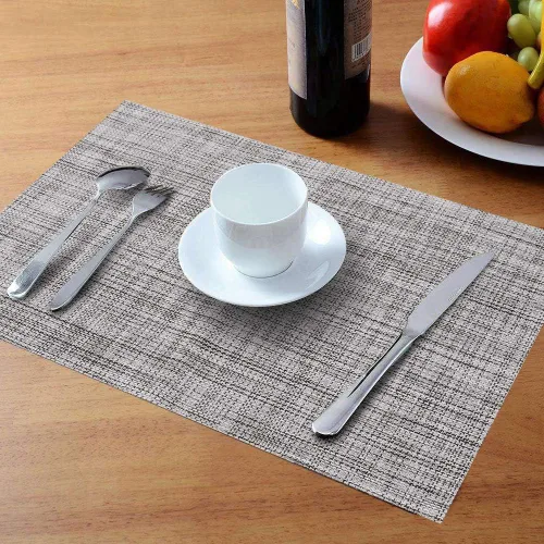Miniatura 8 de homEdge Juego de 4 manteles individuales de PVC, antideslizantes, resistentes al calor, manteles individuales de vinilo lavables, juego de 4 Beige