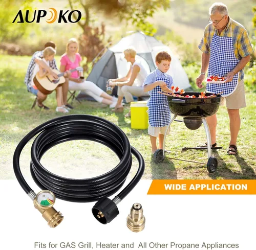 Miniatura 2 de Aupoko Manguera de extensión de tanque de propano RV de 12 pies, accesorio para calentador de tanque de propano incluye adaptador que convierte