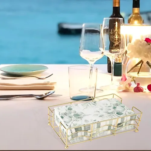Miniatura 7 de Servilletero dorado para baño, elegante servilletero dorado para servilletas de papel desechables de baño, bandeja resistente para toallas