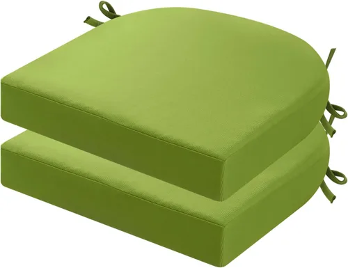 Miniatura 39 de idee-home Juego de 2 cojines de silla al aire libre, cojines de silla de patio de 19" x 19" x 3" gruesos impermeables con lazos para muebles