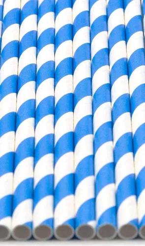 Miniatura 3 de Paquete de 300 pajitas de papel biodegradables de 4 capas de espirales azul cielo (compostables, no tóxicas, sin BPA)