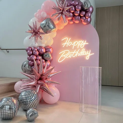 Miniatura 3 de Letrero de neón de feliz cumpleaños para decoración de pared, letrero de luz LED de neón con interruptor regulable, cartel iluminado de feliz