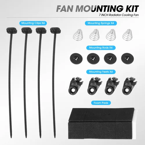 Miniatura 3 de DNA Motoring Ventilador de radiador delgado de enfriamiento eléctrico de alto rendimiento de 7 pulgadas con kit de montaje, negro, 2 piezas