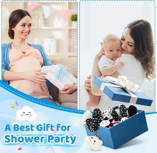 Miniatura 7 de Juguetes Colgantes para Asiento de Coche y Juguetes para Cochecito para Bebés de 0-6 Meses, Juguetes de Bebé de Alto Contraste para Recién Nacidos
