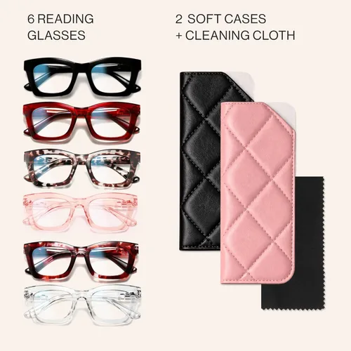 Miniatura 8 de CCVOO 1.5 anteojos de lectura elegantes para mujer, anteojos elegantes, lectores de luz azul para mujeres, tramposas (A7 Runway Rouge)