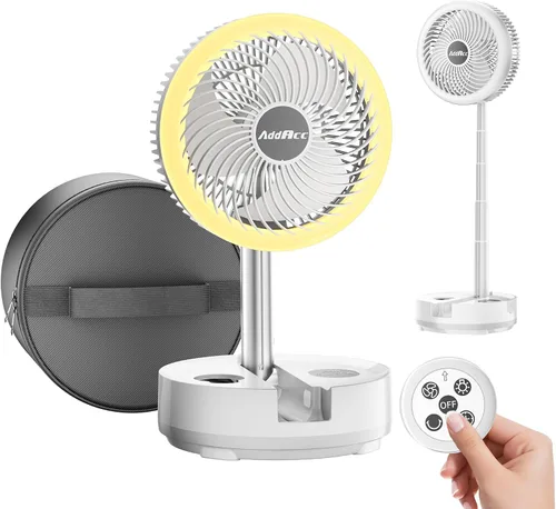 Ventilador de viaje portátil de 40000 mAh, ventilador plegable recargable, funcionamiento de 106 horas, ventilador oscilante de pie de 8 Blanco
