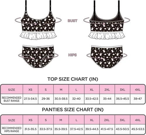 Miniatura 4 de Littleforbig Lacy Trim Women Nightwear Strap Sleepwear Cami Top Shorts Lingerie Bralette Loungewear Set - Snuggle Bunny