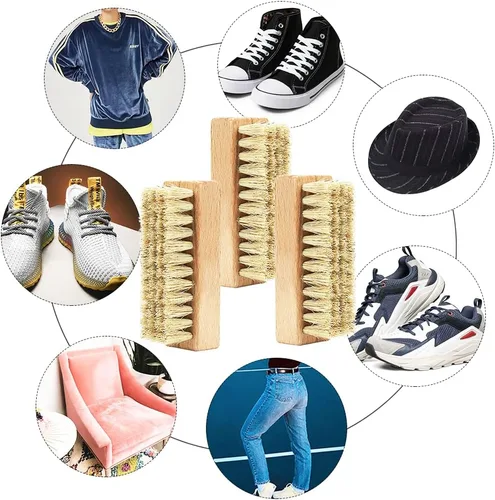 Miniatura 3 de Cepillos limpiadores de zapatos deportivos, cepillo de limpieza de madera con cerdas de jabalí, limpia la suciedad y la suciedad de los zapatos