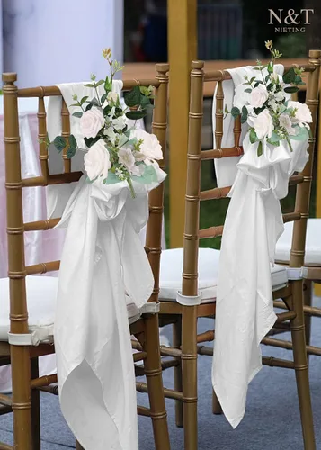 Miniatura 413 de N&T NIETING Flores artificiales, rosas artificiales de color rosa intenso, 50 piezas de flores falsas con tallo para ramos de boda DIY, centros