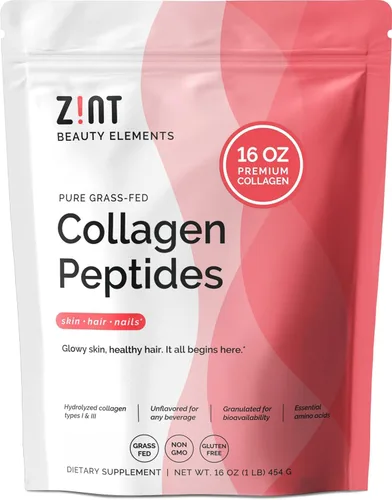Zint Polvo de péptidos de colágeno: certificado Paleo y Keto, hidrolizado de colágeno granulado tipo I y III para una mayor absorción, proteína