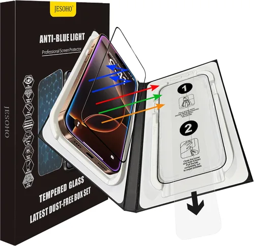 Miniatura 9 de Protector de pantalla de luz azul para iPhone 12 Pro Max (2020-6.7 pulgadas), protección ocular HD transparente con bloqueo de luz azul, vidrio
