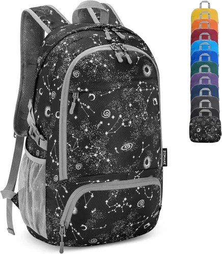 Miniatura 19 de ZOMAKE Mochila plegable ligera 30L, mochilas plegables para senderismo, mochila plegable compacta resistente al agua para viajes Naranja