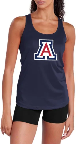Miniatura 225 de Camiseta deportiva sin mangas oficial de NCAA Collegiate para mujer, con espalda cruzada, colección con logotipo primario