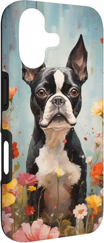 Miniatura 3 de Boston Terrier in Flower Garden Dog Art Lovers Design Case for iPhone 17