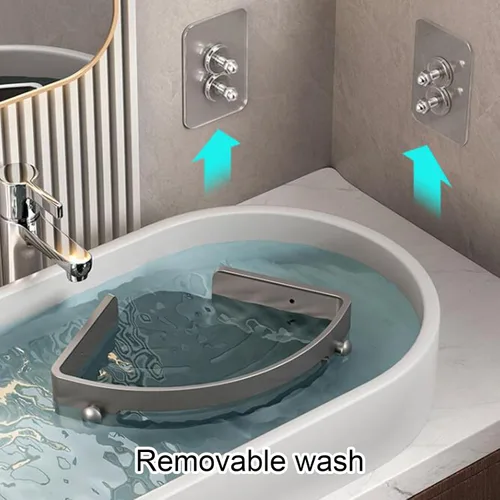 Miniatura 5 de Organizador de baño y organizador de ducha de almacenamiento, estantes de ducha sin perforación, estante organizador de estante adhesivo con gran