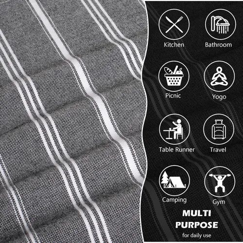 Miniatura 6 de cabanana Toallas de mano para baño, paquete de 2, 20 x 30 pulgadas, 100% algodón, toallas de mano turcas, superabsorbentes y de secado rápido, Negro