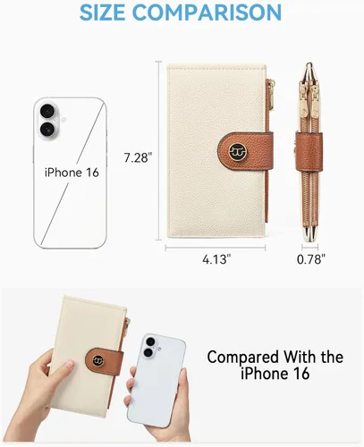 Miniatura 2 de BOSTANTEN - Carteras de cuero para mujer grandes con bloqueo RFID, billetera delgada de dos pliegues con bolsillo con cremallera, Grande, Minimalista