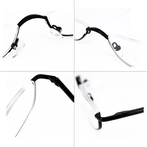 Miniatura 6 de Viseng Gafas de lectura de medio marco para mujer y hombre, lentes de media luna delgadas, lectores de metal con montura semi desmontable +1.0