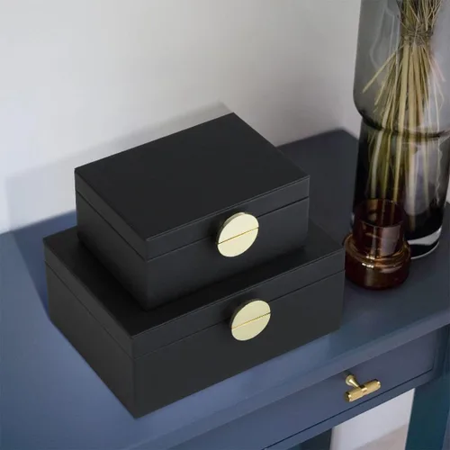 Miniatura 5 de HofferRuffer - Cajas de joyería de piel sintética, juego de 2 piezas de cajas decorativas de almacenamiento con accesorios organizadores y herrajes
