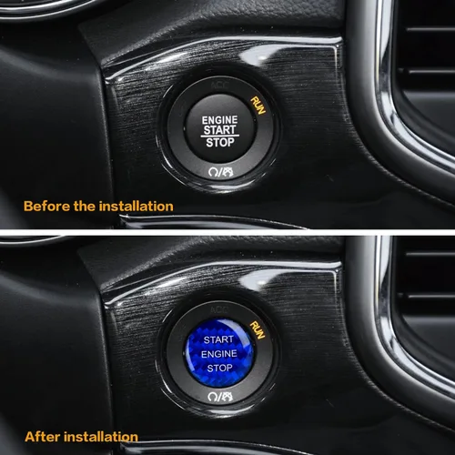 Miniatura 4 de ramuel Compatible con panel de moldura de botón de arranque y parada de motor interior de fibra de carbono, accesorios de automóvil para Jeep Grand